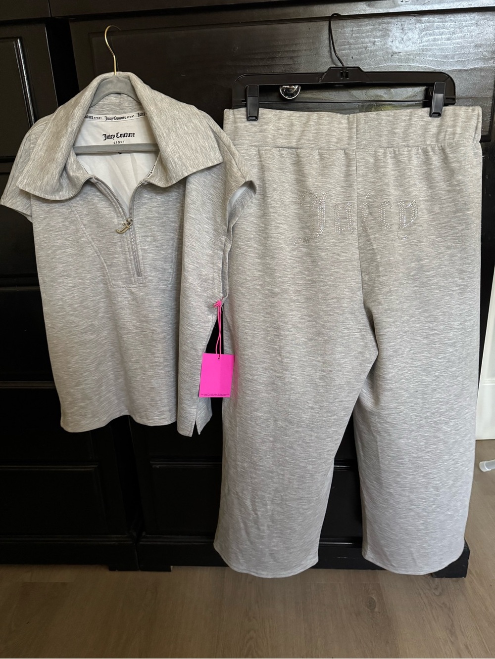 Juicy Couture Heather Gray Girls' Two-Piece Zip Polo Pajama Set